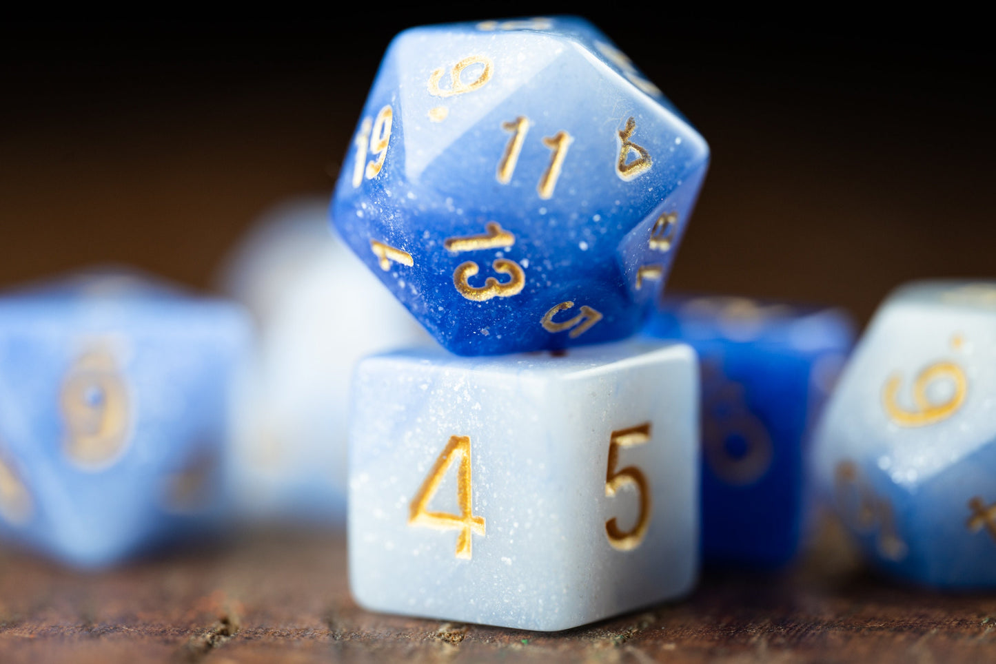 Ethereal Frost - Blue Glitter Dice Set: Amethyst-Inspired Polyhedral DnD Dice - Perfect Gift for Dungeons and Dragons Enthusiasts