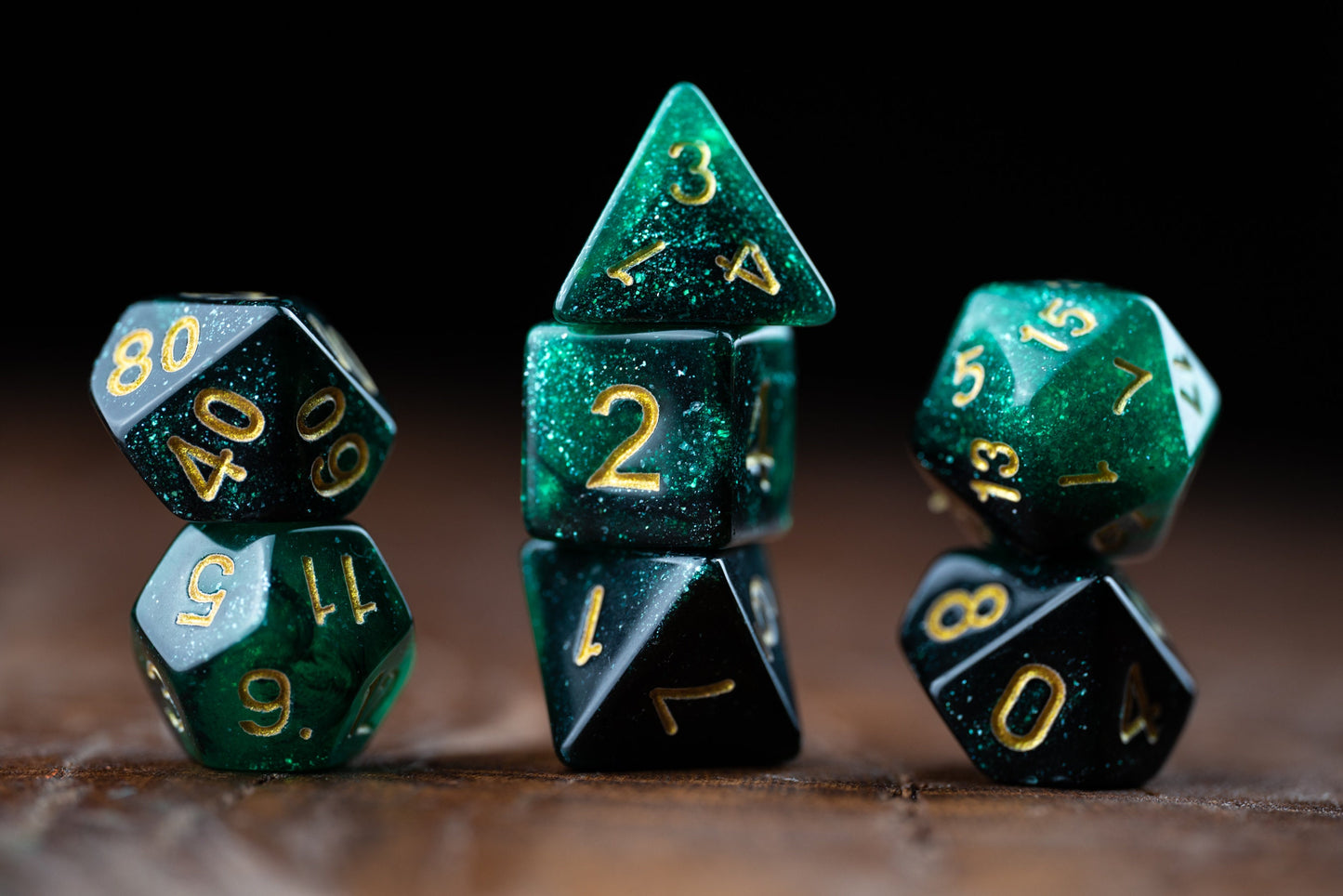 Emerald Flame Green Glitter Dice Set: Polyhedral Emerald DnD Dice - Perfect Gifts for Dungeons and Dragons Players