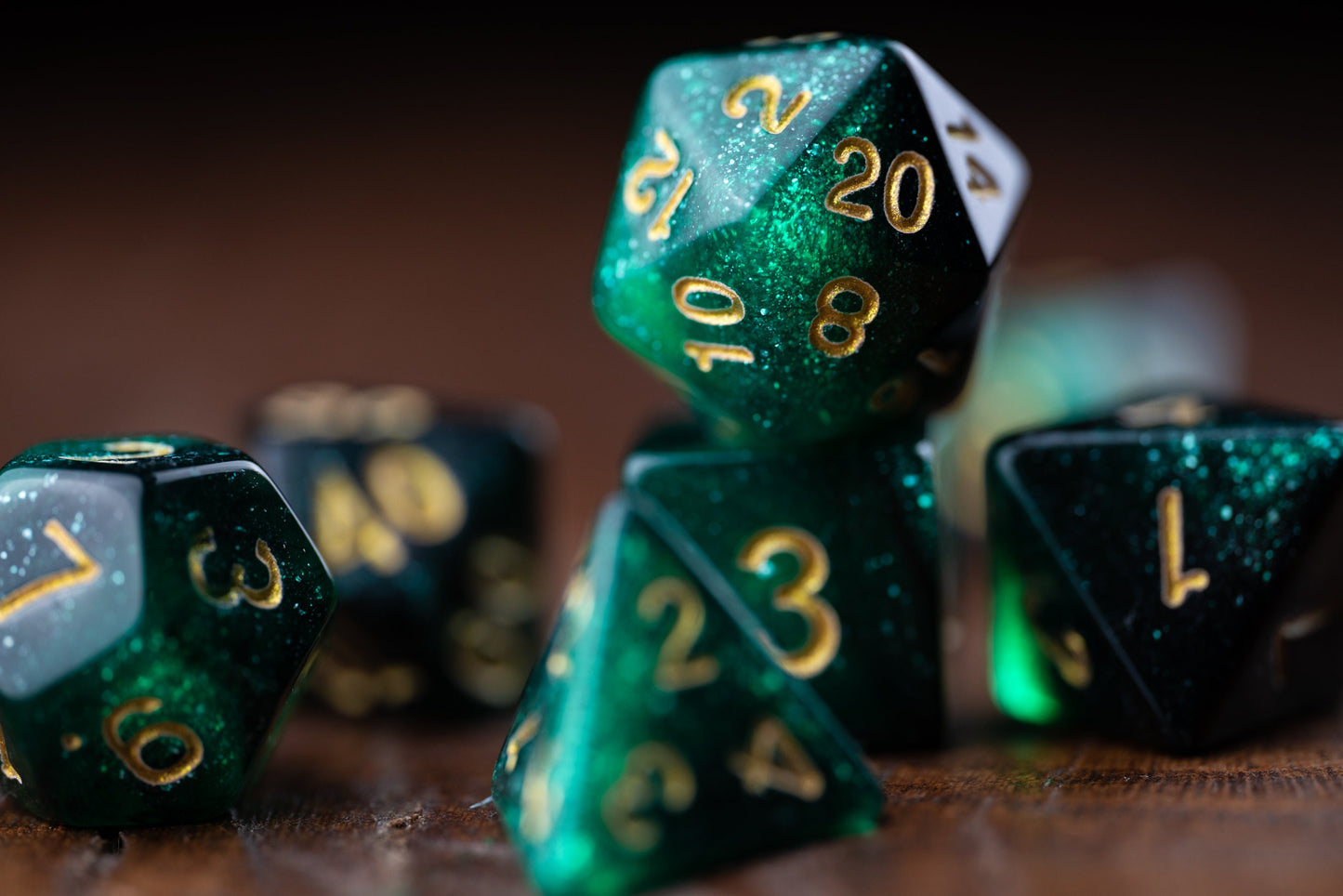 Emerald Flame Green Glitter Dice Set: Polyhedral Emerald DnD Dice - Perfect Gifts for Dungeons and Dragons Players