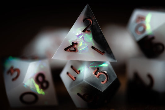 Obsidian Nebula Space Dice Set: Sharp Edge Resin Glitter Polyhedral Dice for DnD