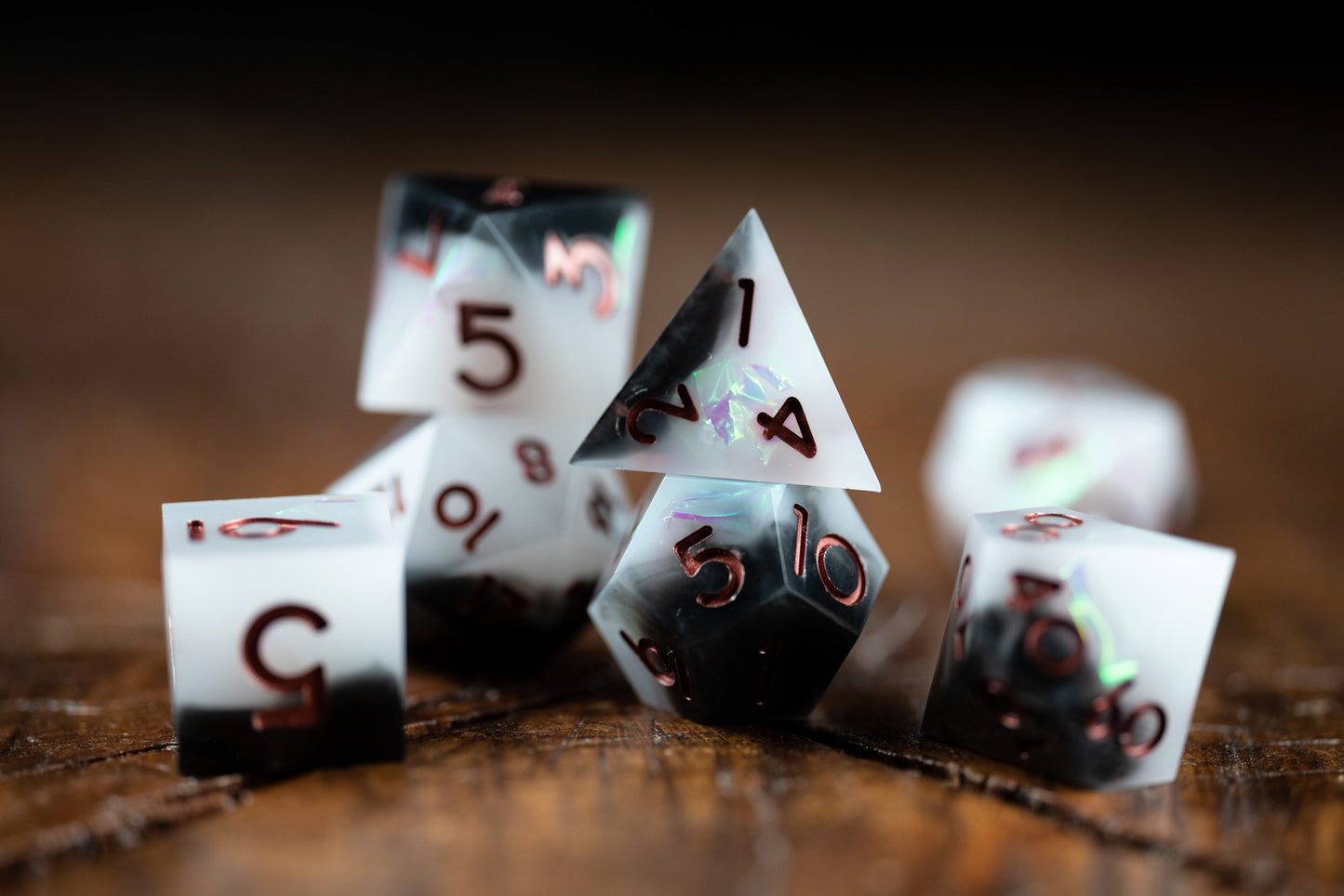 Obsidian Nebula Space Dice Set: Sharp Edge Resin Glitter Polyhedral Dice for DnD