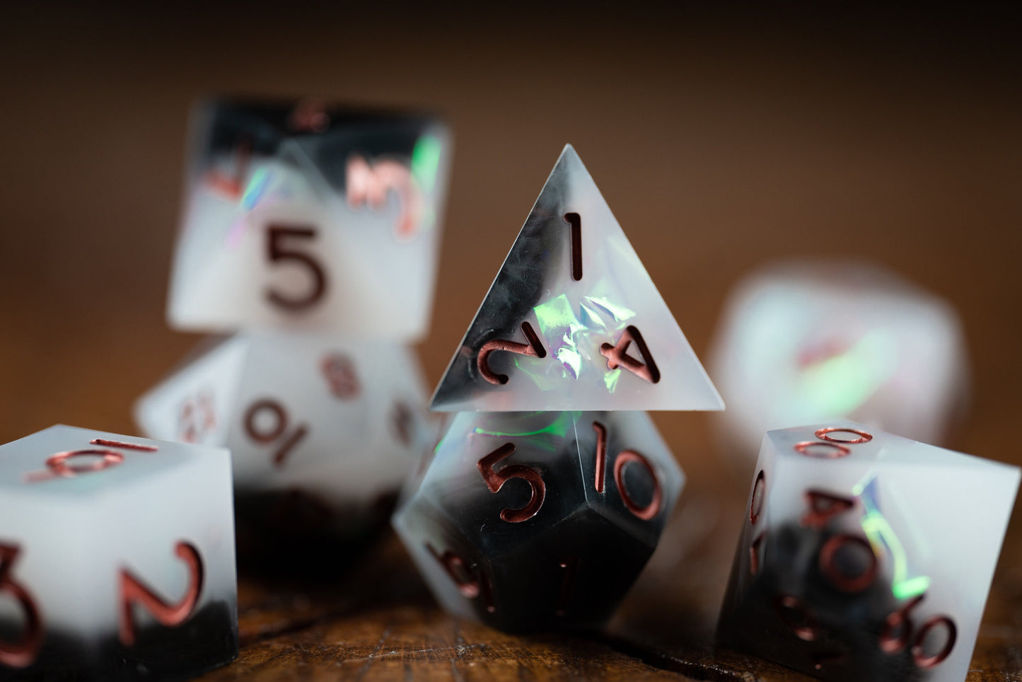 Obsidian Nebula Space Dice Set: Sharp Edge Resin Glitter Polyhedral Dice for DnD