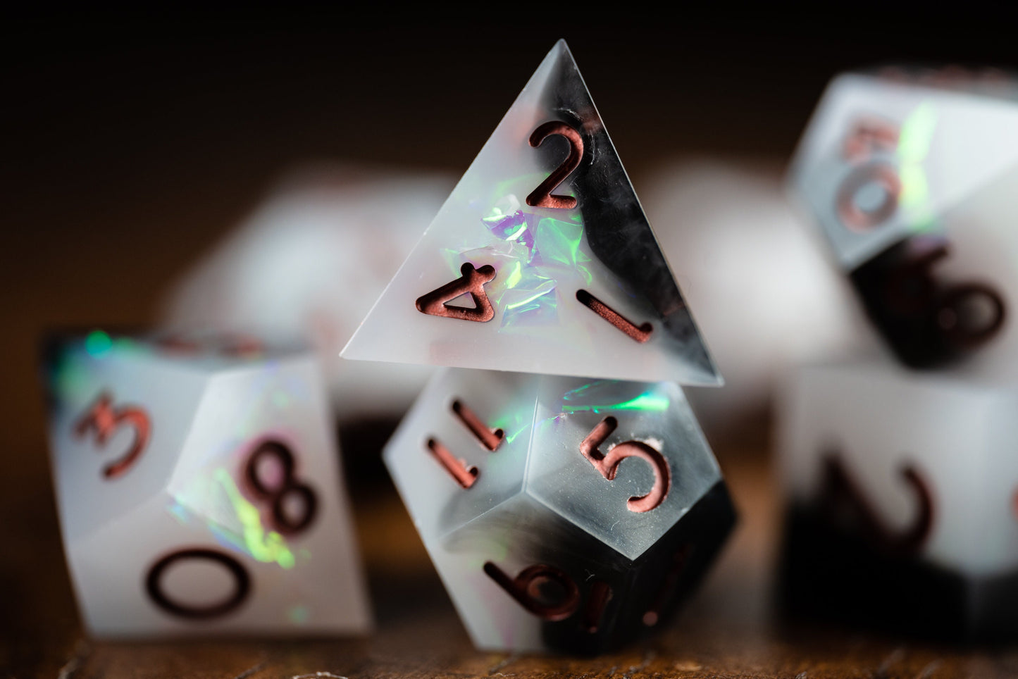 Obsidian Nebula Space Dice Set: Sharp Edge Resin Glitter Polyhedral Dice for DnD