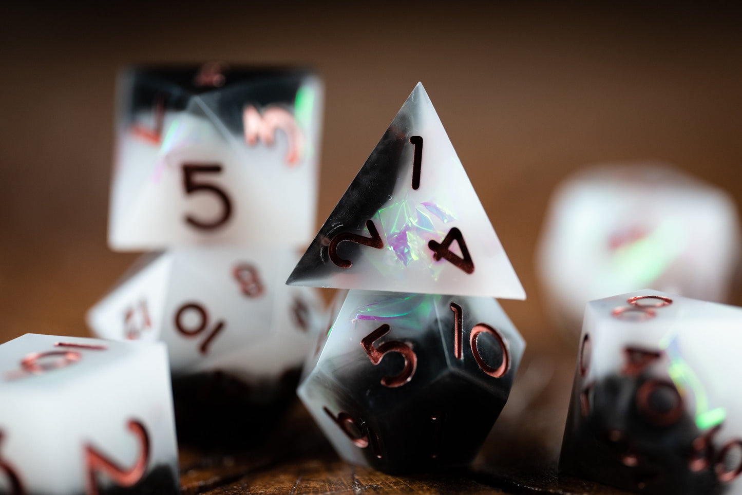 Obsidian Nebula Space Dice Set: Sharp Edge Resin Glitter Polyhedral Dice for DnD