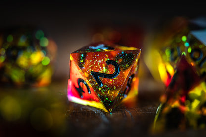 Burning Star Polyhedral Space Dice Set
