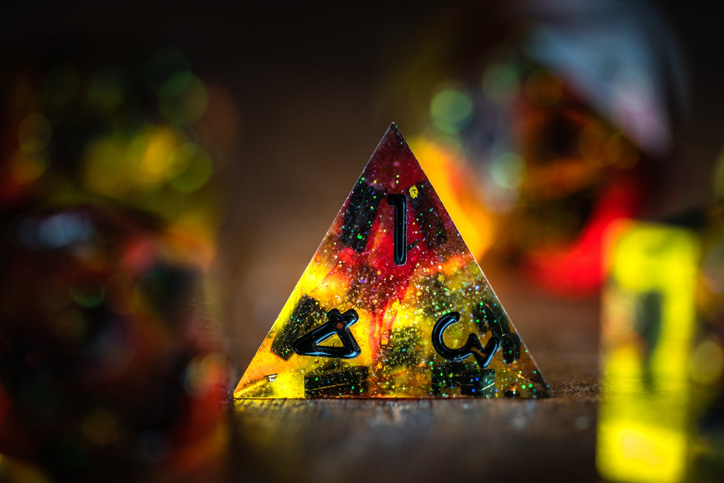 Burning Star Polyhedral Space Dice Set: Sharp Edge Resin Galaxy Dice for D&D Adventures