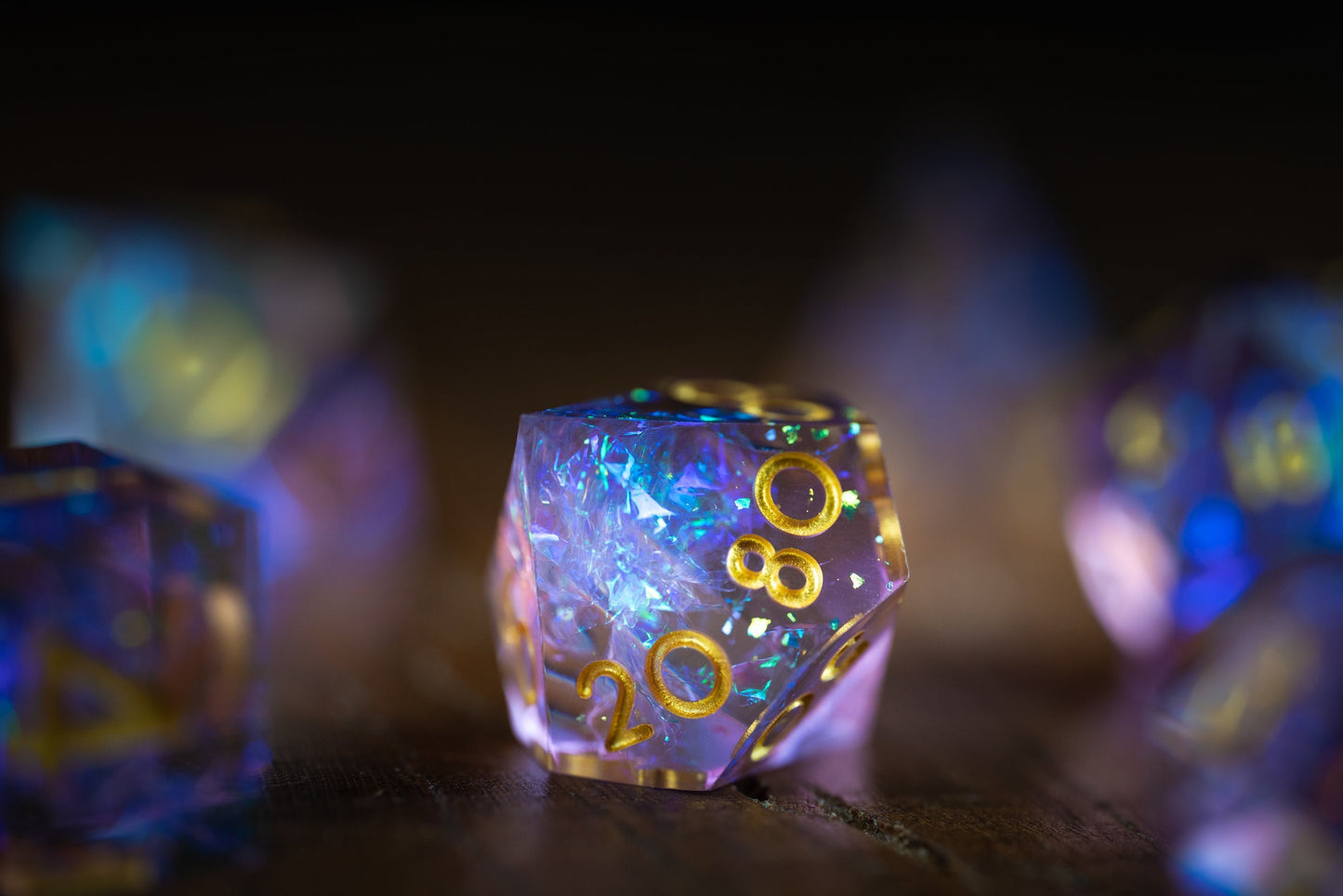 Cosmic Blush Space Dice Set: Polyhedral Sharp Edge Resin Galaxy Dice for D&D Adventures in Pink