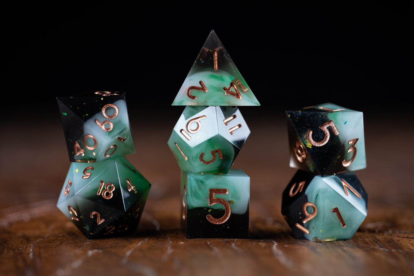 Nightfall Jade Polyhedral Dice Set: Pretty and Cute DnD Dice - Perfect Gift for Dungeons and Dragons Players