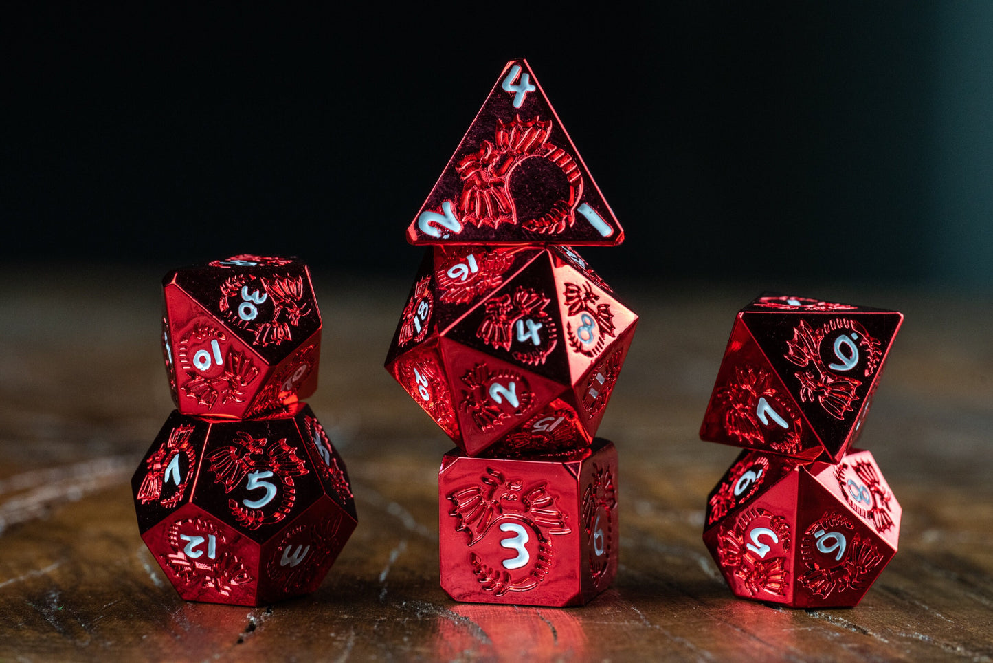 Dragon Blood Red Metal Dice Set: Premium Polyhedral DnD Dice for Adventurous Gaming