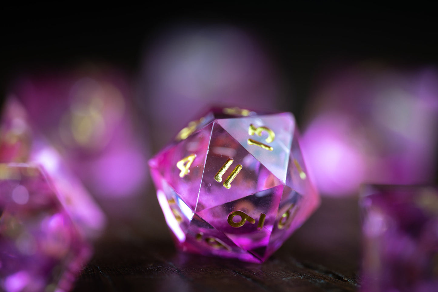 Pink Stardrop Liquid Core Dice Set: Sharp Edge Polyhedral Space Dice with Glitter - Premium DnD Dice for Dungeons and Dragons