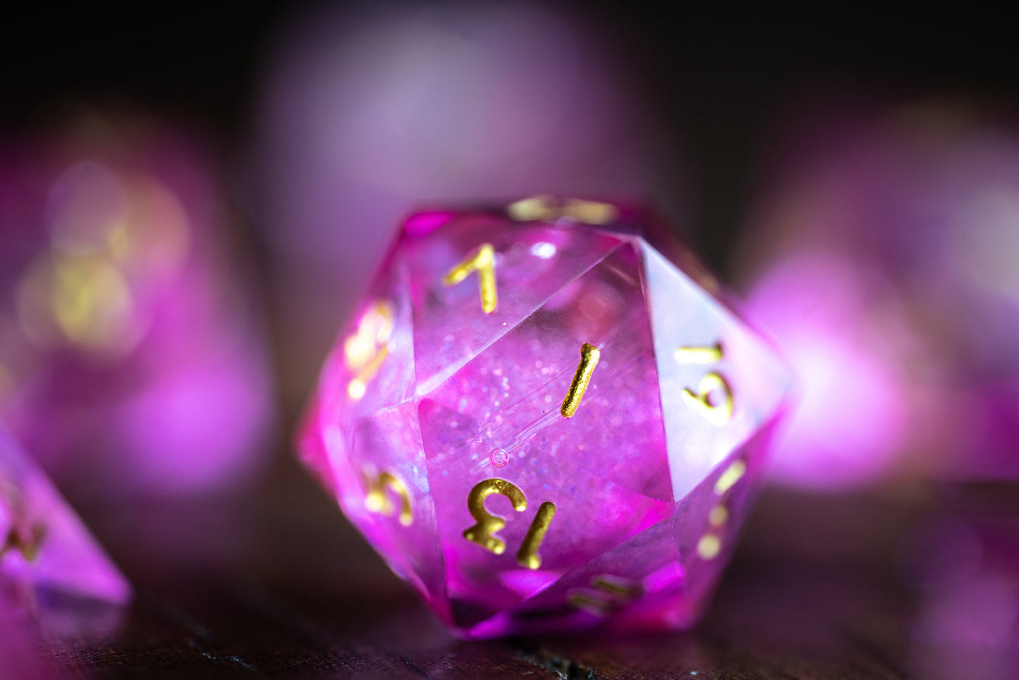 Pink Stardrop Liquid Core Dice Set: Sharp Edge Polyhedral Space Dice with Glitter - Premium DnD Dice for Dungeons and Dragons