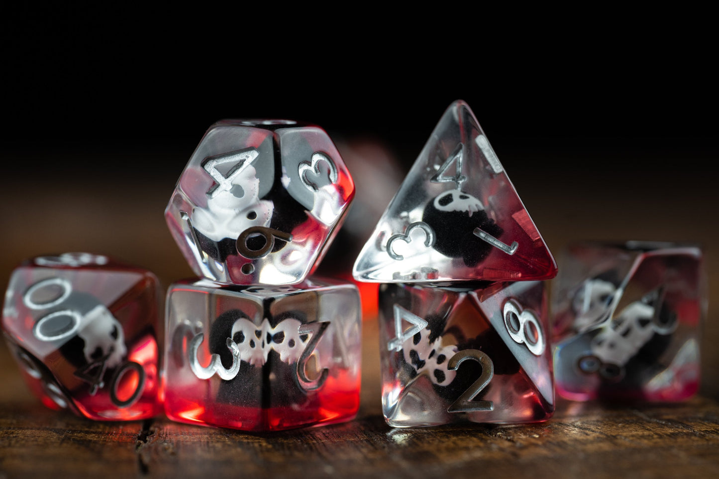 Red Grim Reaper Dice Set: Cute Polyhedral DnD Death Dice with Bloody Design - Perfect Gift for Dungeons and Dragons Players