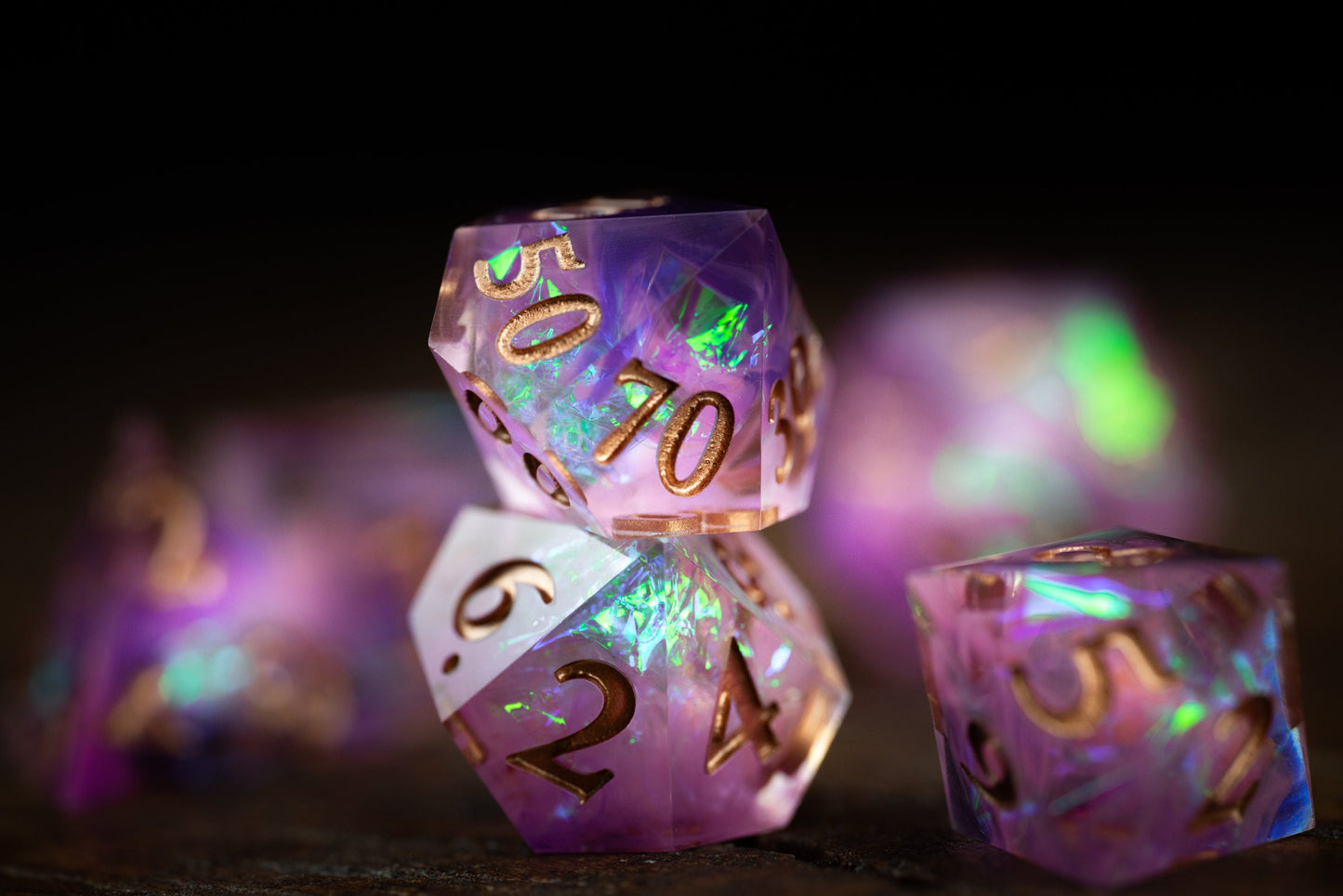 Rose Nebula Space Dice Set: Polyhedral Pink Sharp Edge D&D Dice - Premium Resin Galaxy Dice for Cosmic Role-Playing