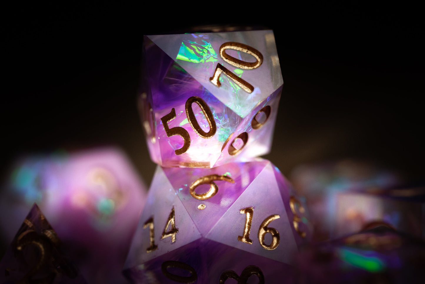 Rose Nebula Space Dice Set: Polyhedral Pink Sharp Edge D&D Dice - Premium Resin Galaxy Dice for Cosmic Role-Playing