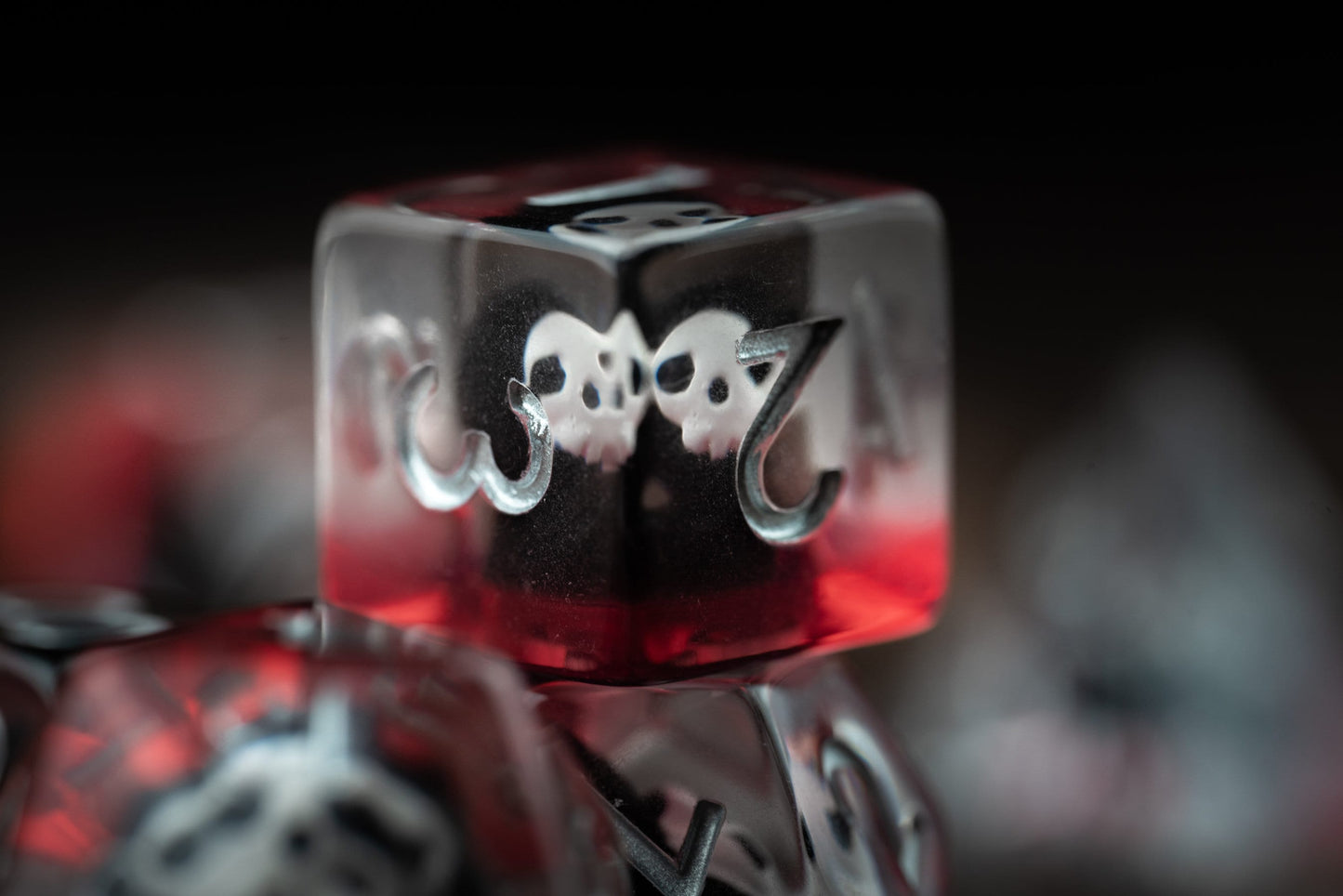 Red Grim Reaper Dice Set: Cute Polyhedral DnD Death Dice with Bloody Design - Perfect Gift for Dungeons and Dragons Players