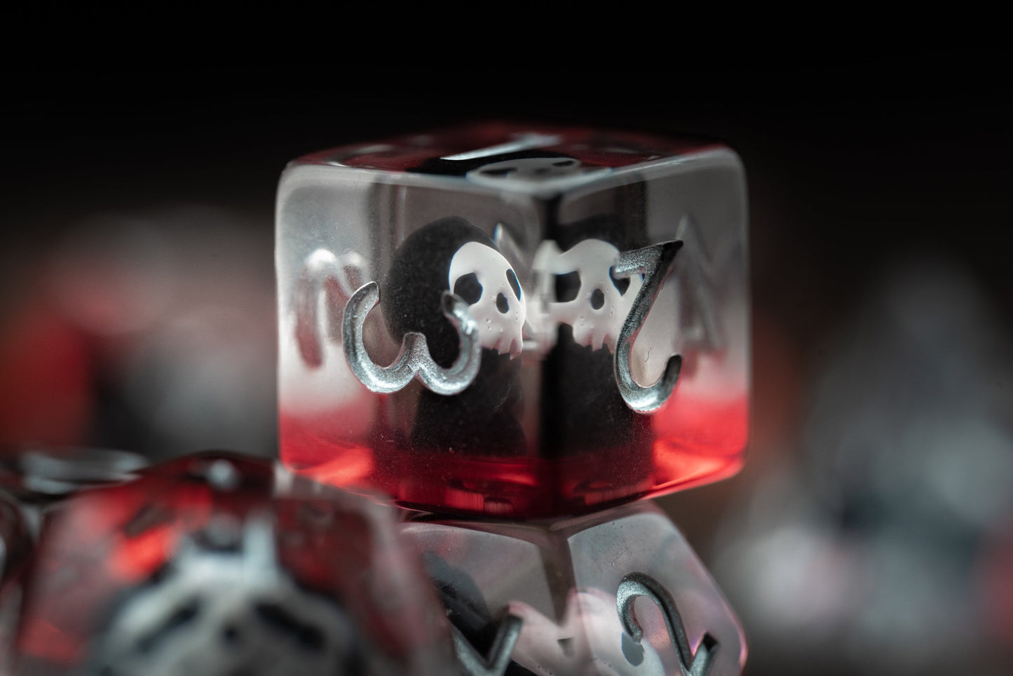 Red Grim Reaper Dice Set: Cute Polyhedral DnD Death Dice with Bloody Design - Perfect Gift for Dungeons and Dragons Players