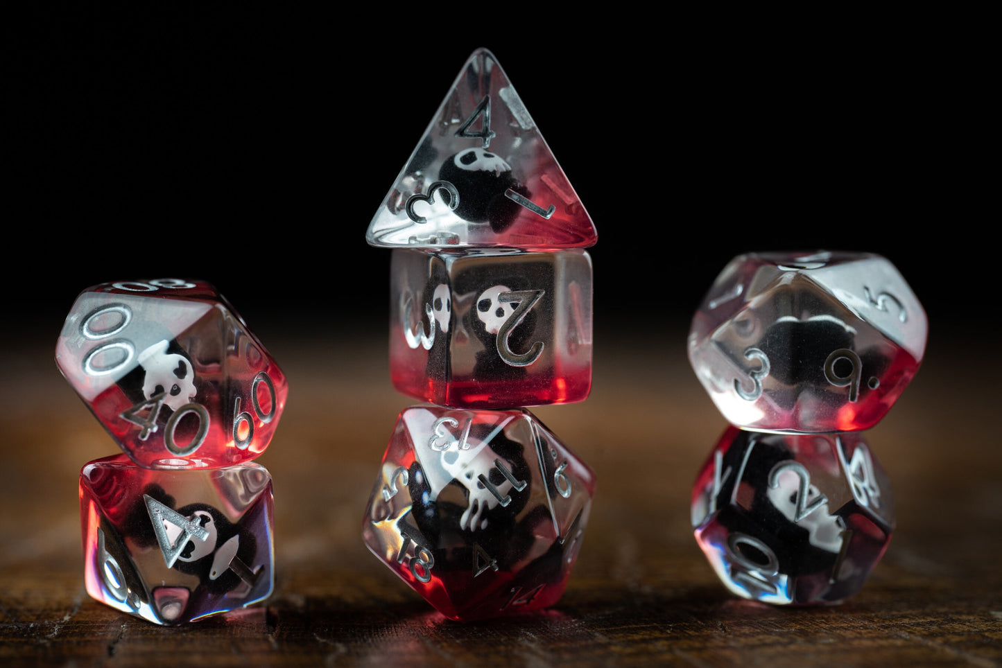 Red Grim Reaper Dice Set: Cute Polyhedral DnD Death Dice with Bloody Design - Perfect Gift for Dungeons and Dragons Players