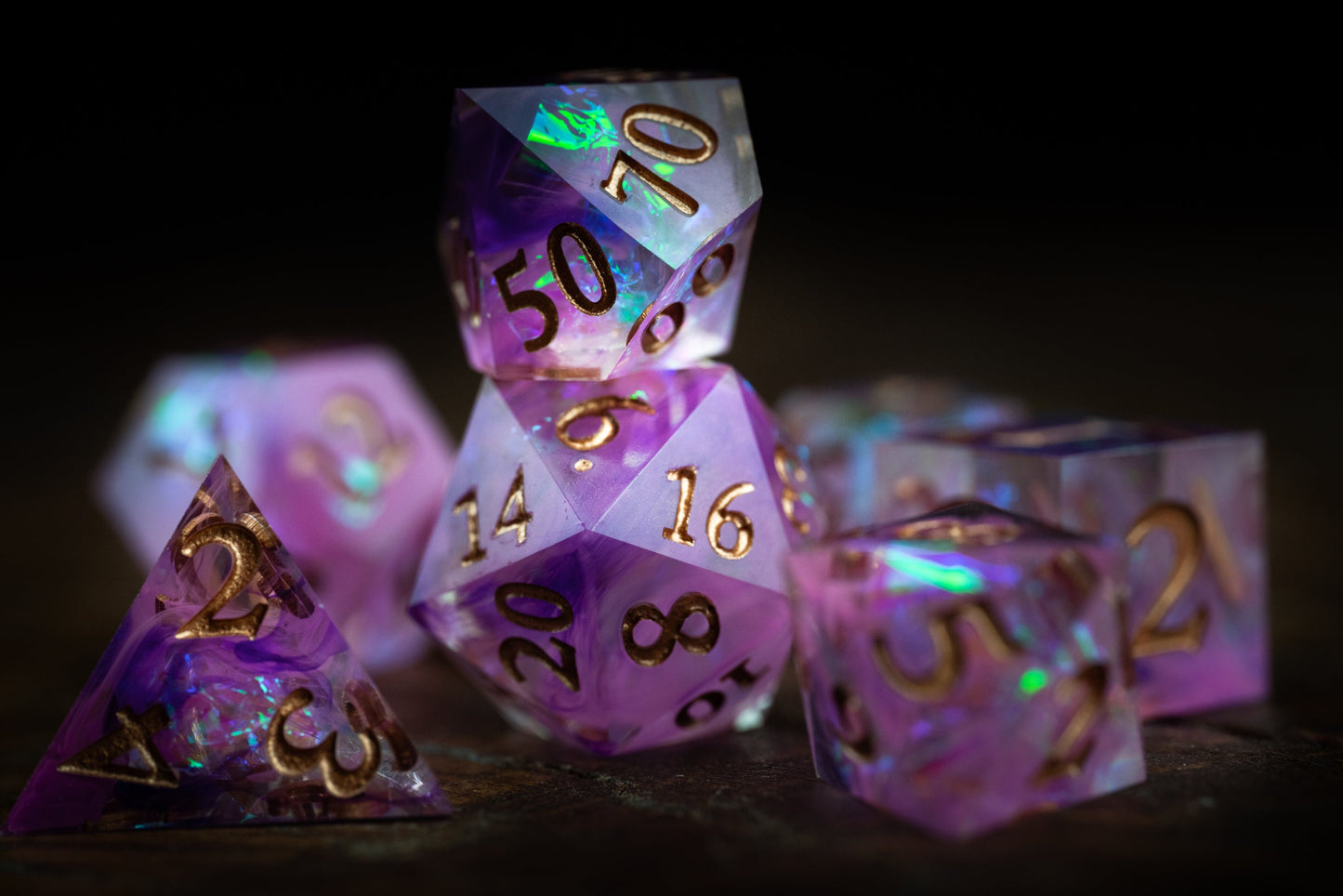 Rose Nebula Space Dice Set: Polyhedral Pink Sharp Edge D&D Dice - Premium Resin Galaxy Dice for Cosmic Role-Playing