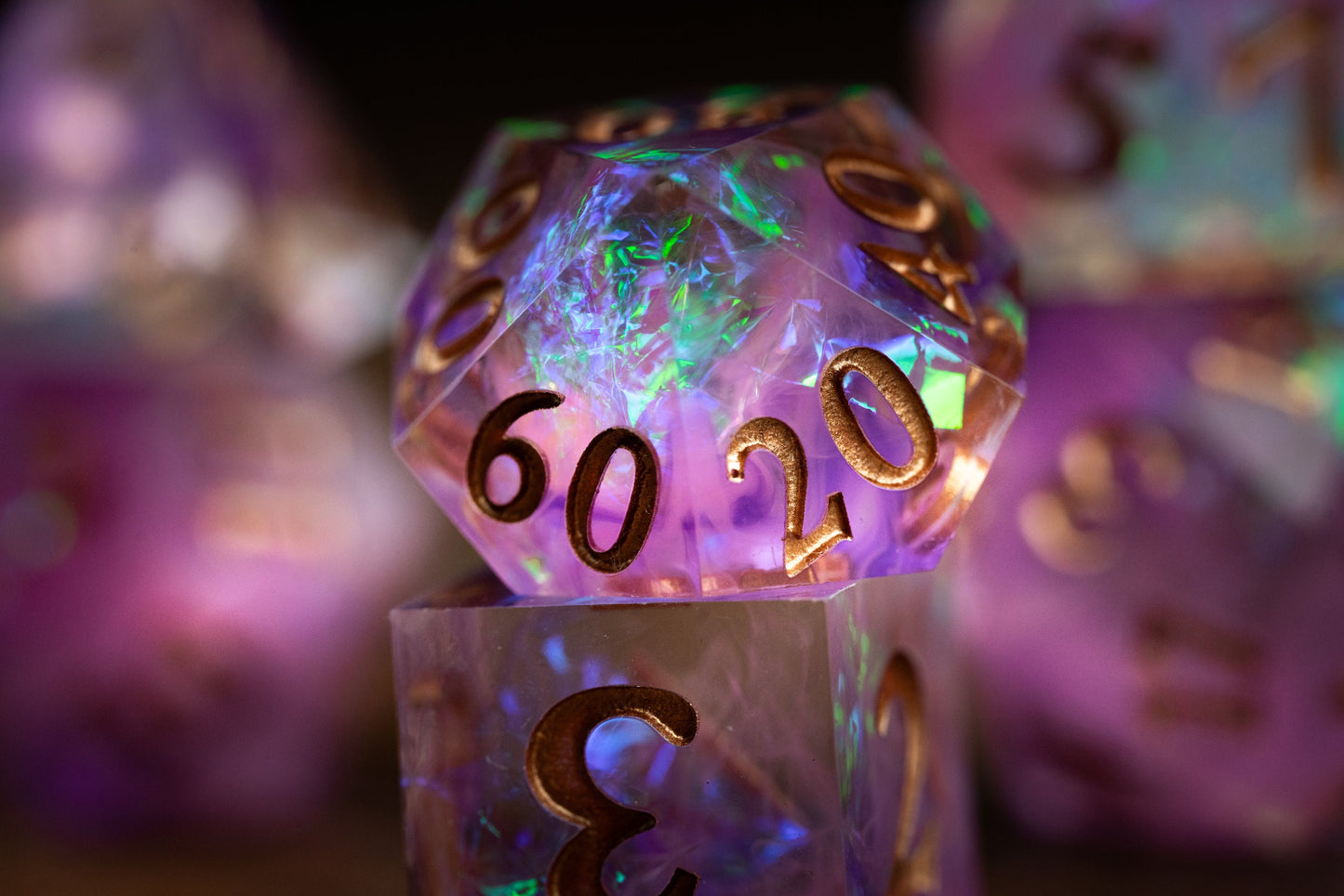 Rose Nebula Space Dice Set: Polyhedral Pink Sharp Edge D&D Dice - Premium Resin Galaxy Dice for Cosmic Role-Playing