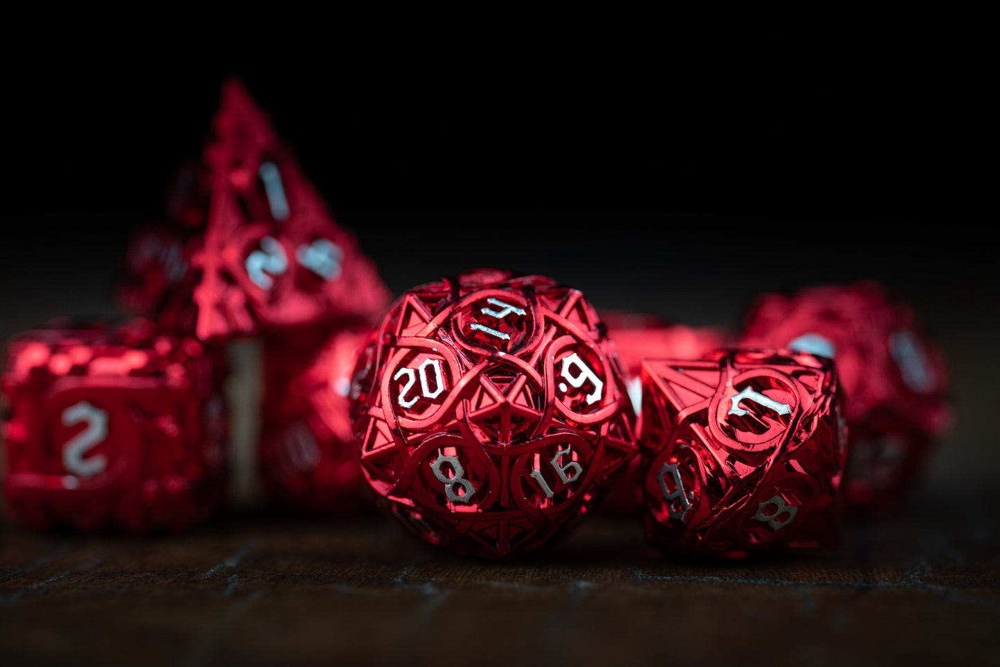 Blood Hunter Metal Dice Set: Red Polyhedral DnD Dice for Blood-Themed Adventures