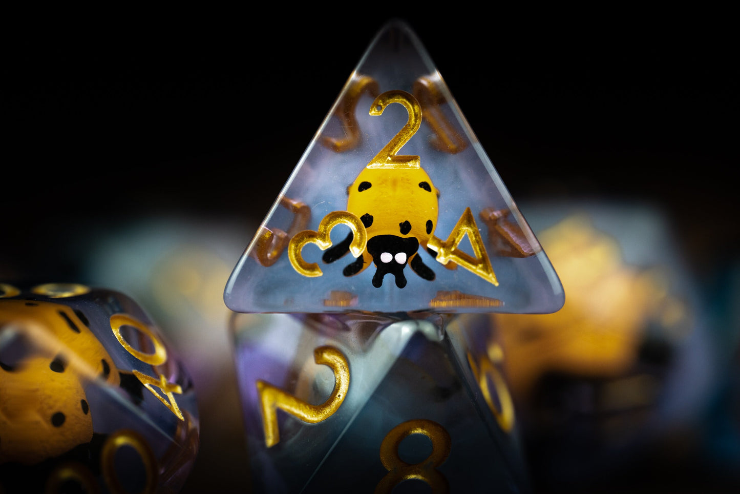 Golden Beetle Lady Bug Dice Set: Cute Polyhedral DnD Dice in Yellow - Perfect Insect-Themed Gifts for Dungeons and Dragons Players