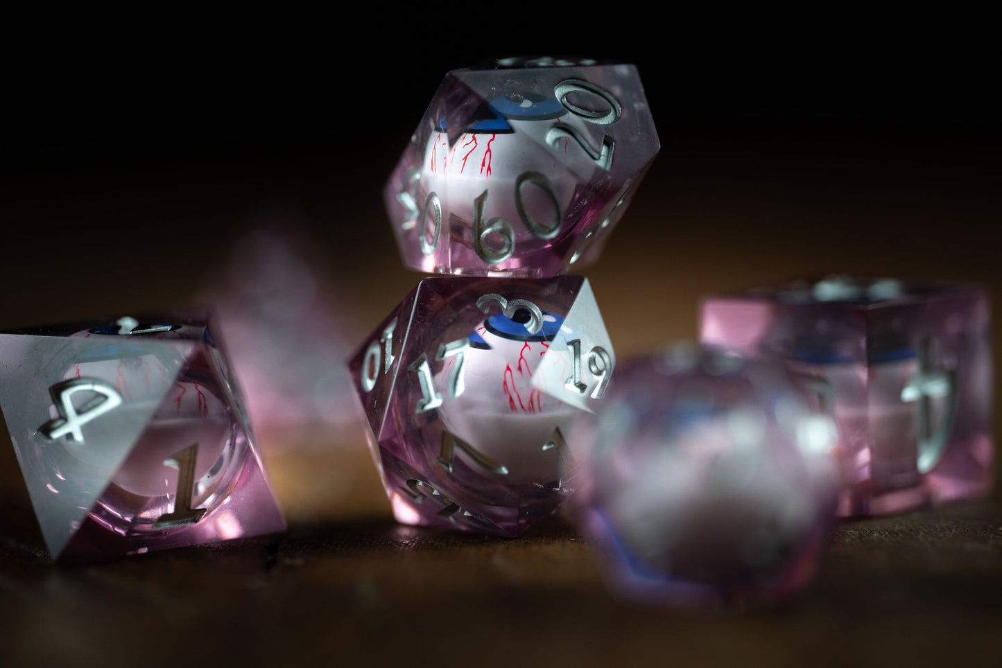 Arcane Watcher Liquid Eye Dice Set: Sharp Edge Polyhedral DnD Dice with Liquid Core - Premium Resin Dice for Dungeons & Dragons