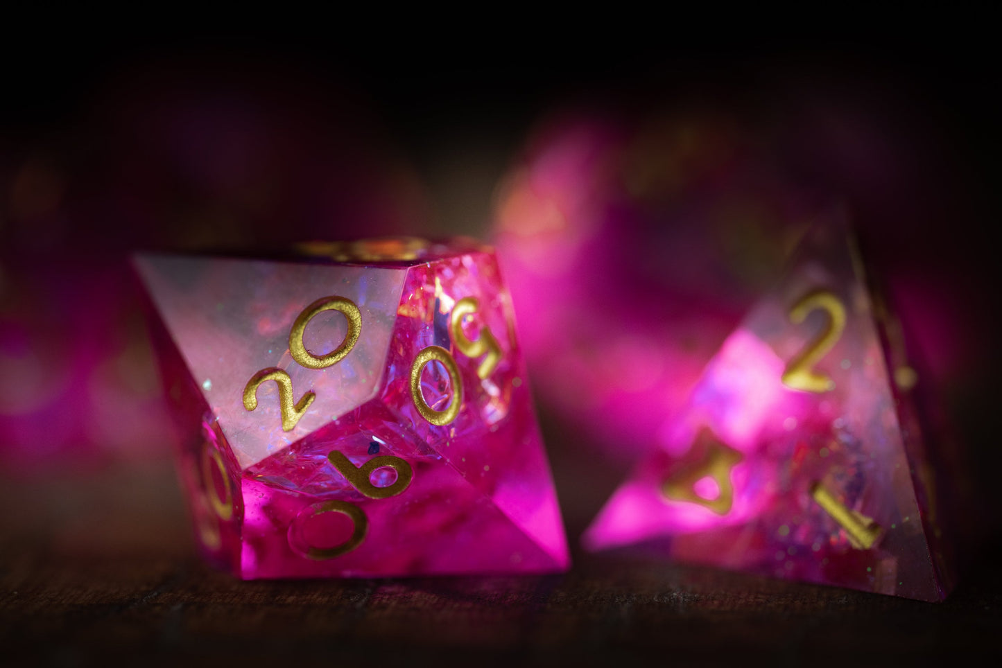 Pink Maiden: Pink Resin Dice Set with Sharp Edges - Perfect Gift for Dungeons and Dragons Players