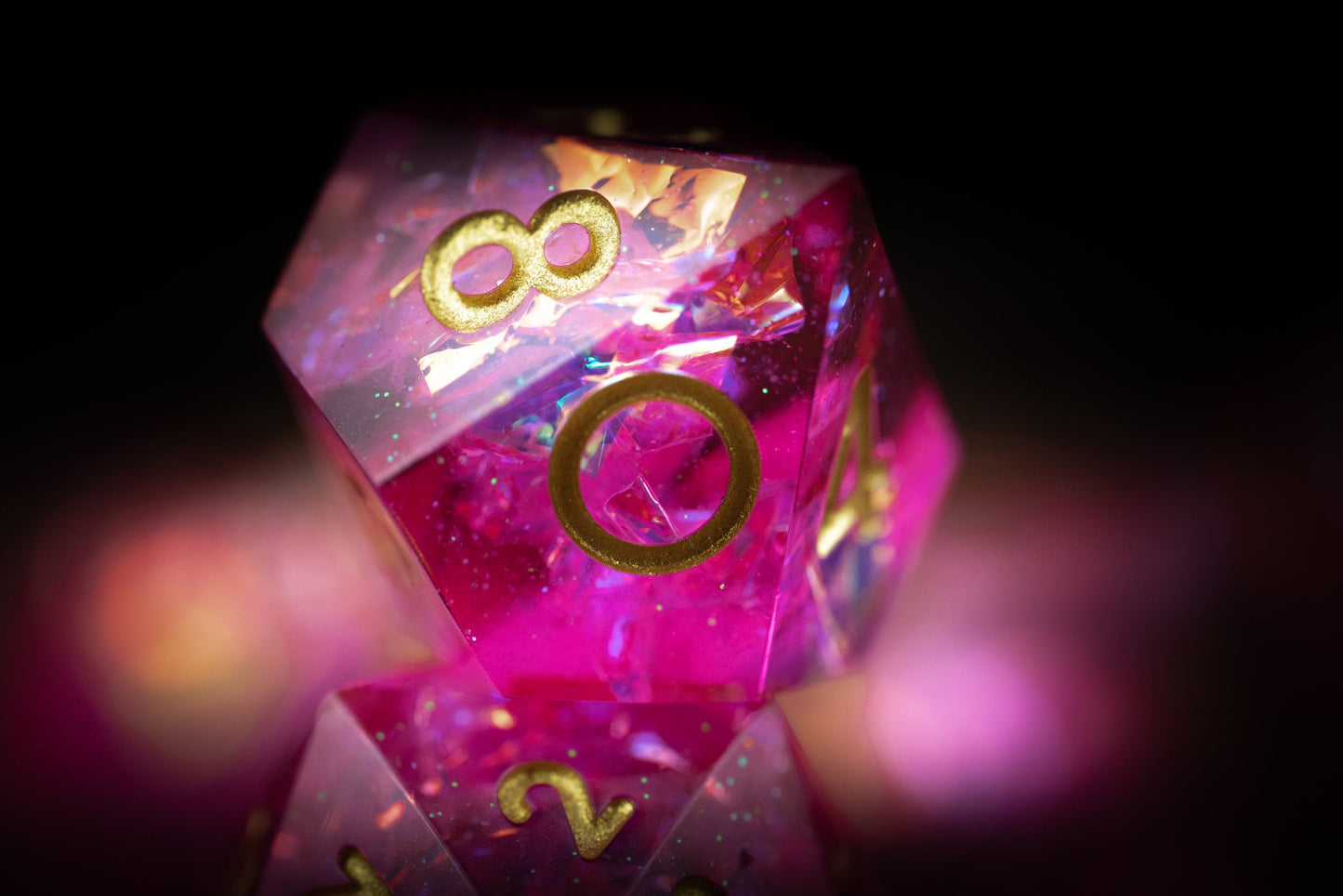 Pink Maiden: Pink Resin Dice Set with Sharp Edges - Perfect Gift for Dungeons and Dragons Players