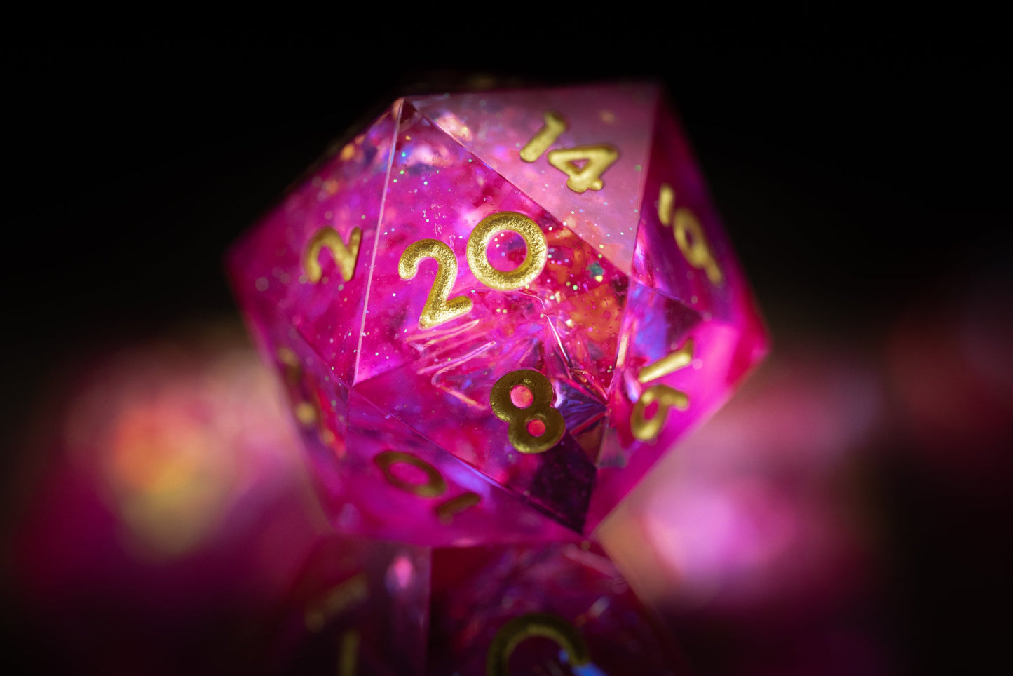 Pink Maiden: Pink Resin Dice Set with Sharp Edges - Perfect Gift for Dungeons and Dragons Players