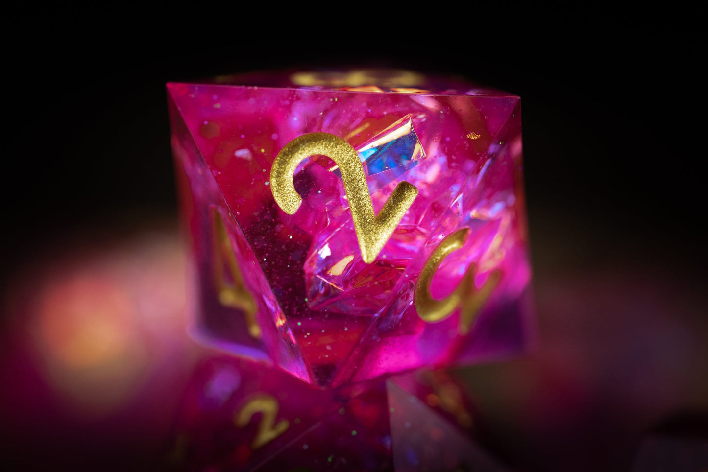 Pink Maiden: Pink Resin Dice Set with Sharp Edges - Perfect Gift for Dungeons and Dragons Players