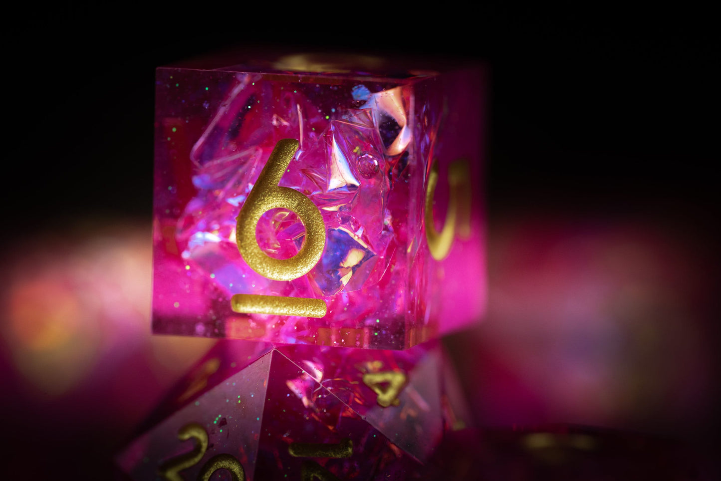 Pink Maiden: Pink Resin Dice Set with Sharp Edges - Perfect Gift for Dungeons and Dragons Players