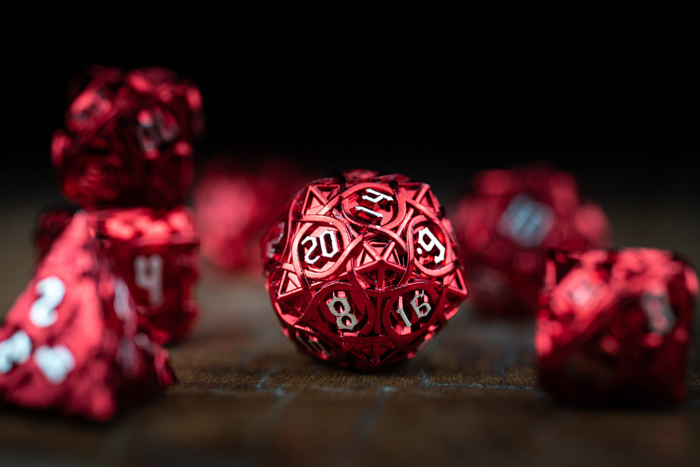 Blood Hunter Metal Dice Set: Red Polyhedral DnD Dice for Blood-Themed Adventures