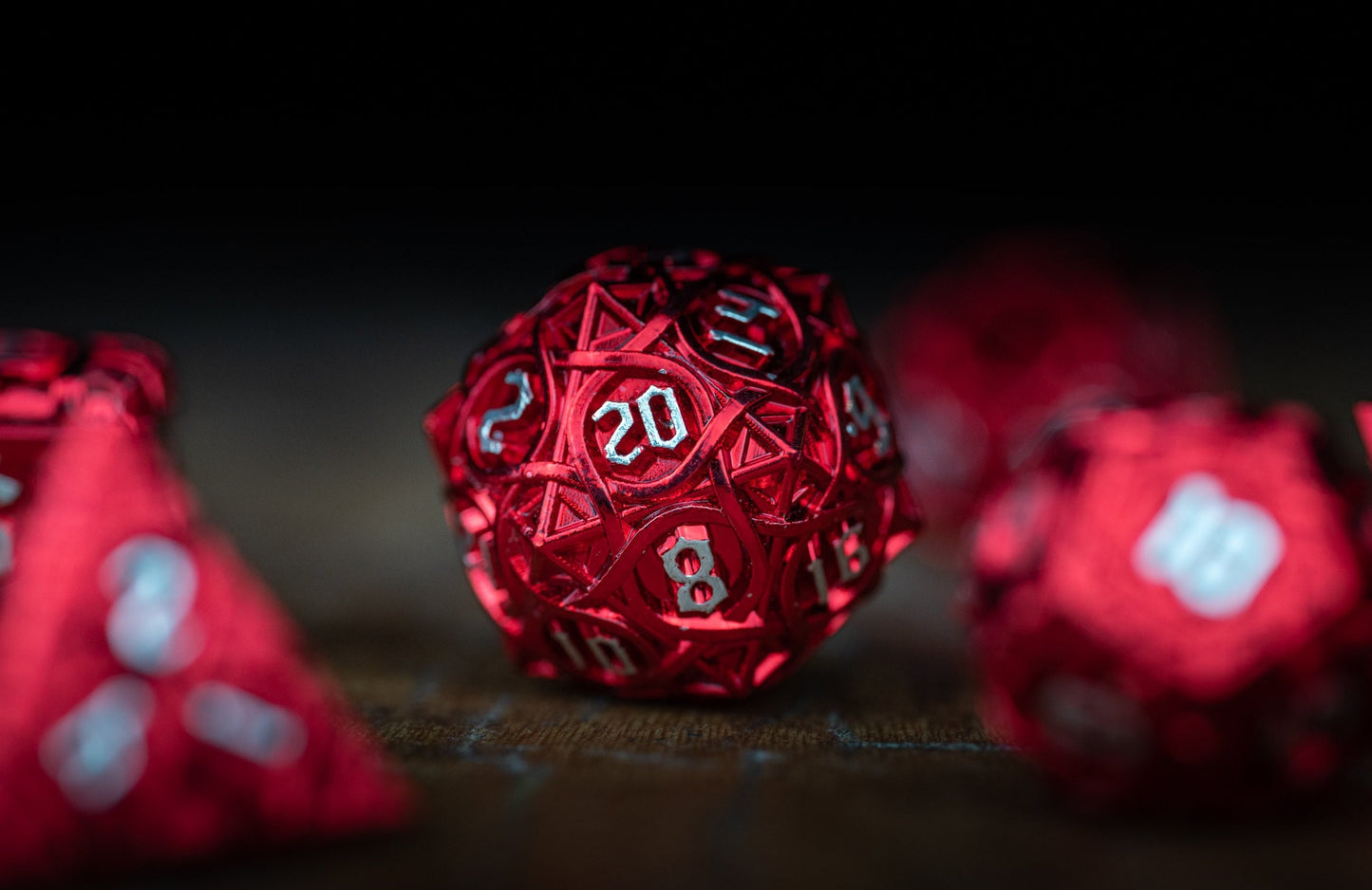 Blood Hunter Metal Dice Set: Red Polyhedral DnD Dice for Blood-Themed Adventures