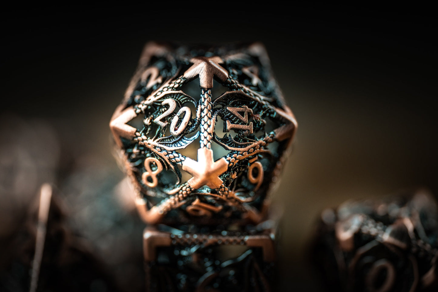 Ancient Copper Dragon Hollow Metal Dice Set: Premium Polyhedral Metal Dice for Dungeons & Dragons - Unique DnD Dice Set