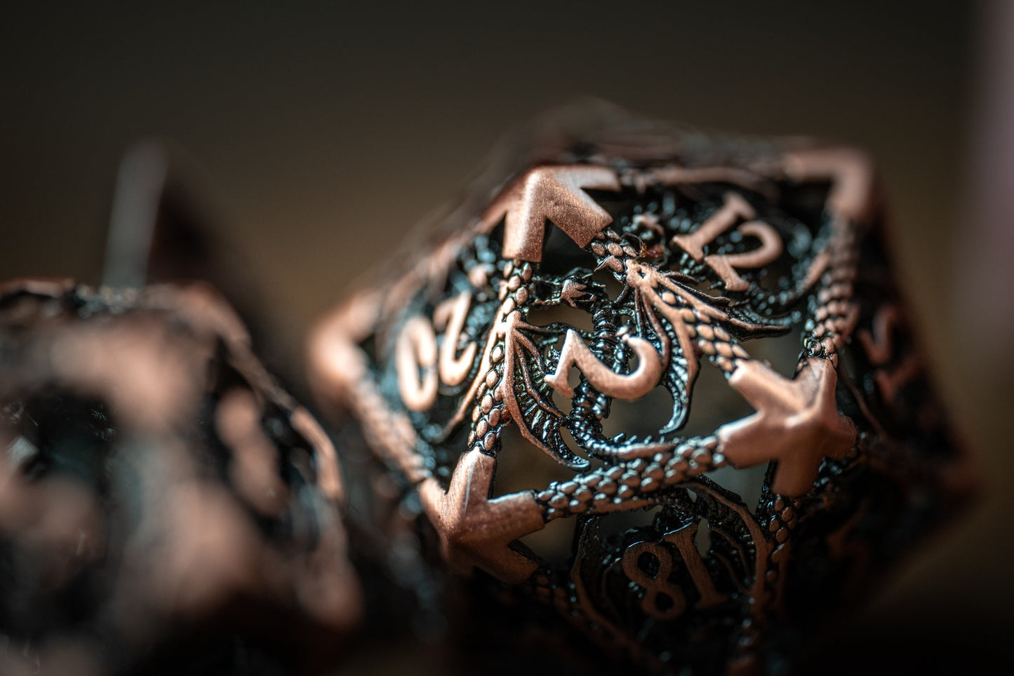 Ancient Copper Dragon Hollow Metal Dice Set: Premium Polyhedral Metal Dice for Dungeons & Dragons - Unique DnD Dice Set