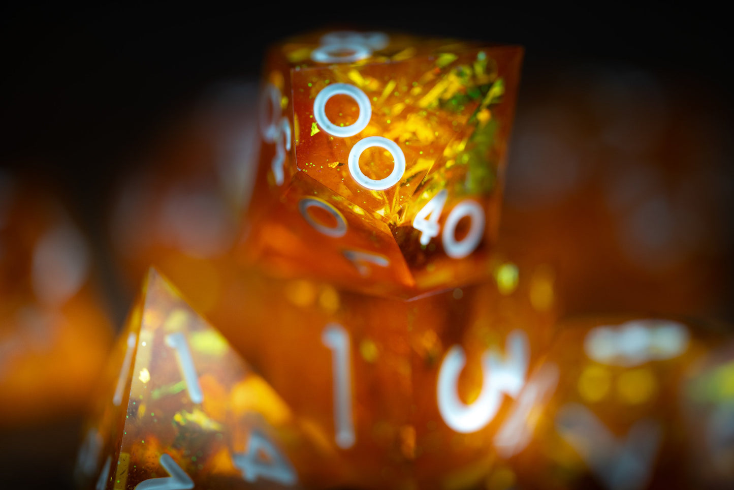 Celestial Ember Orange Dice: Sharp Edge Polyhedral DnD Dice Set - Space-Themed Resin Dice for Dungeons and Dragons Gifts