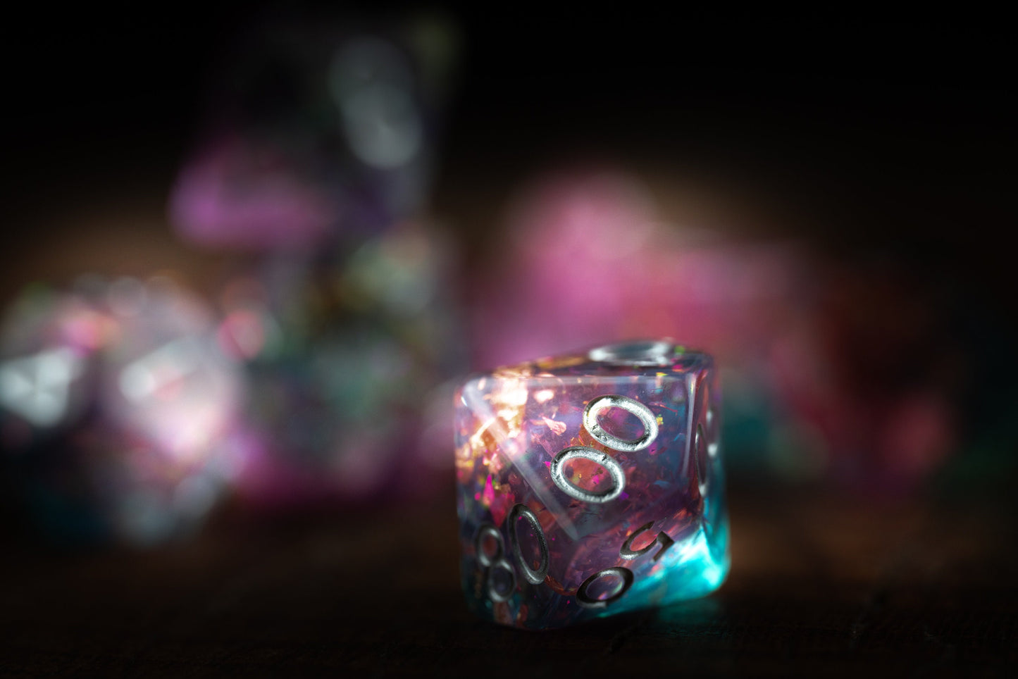 Cosmic Sky Space Dice Set: DnD Resin Polyhedral Glitter Dice in Blue and Purple