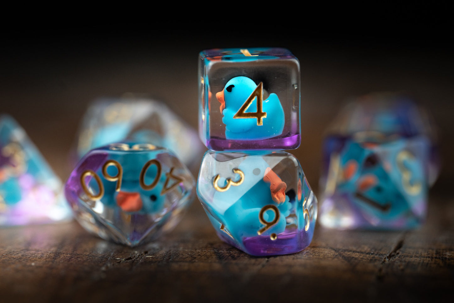 Azure Feathertails Duck Dice: Blue Rubber Ducky DnD Dice Set with Dice Tray - Perfect DnD Gifts for Duck and Blue Dice Lovers