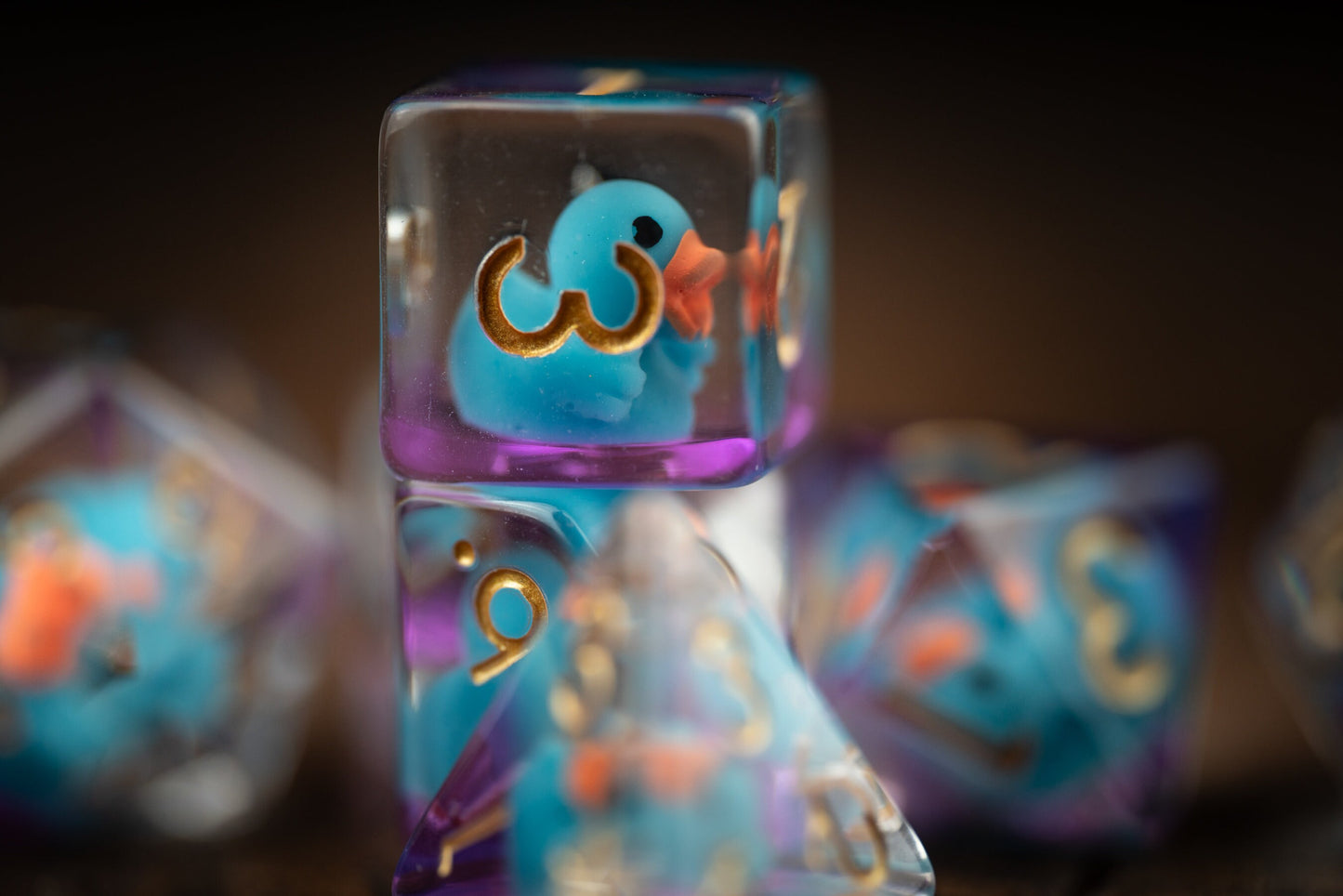 Azure Feathertails Duck Dice: Blue Rubber Ducky DnD Dice Set with Dice Tray - Perfect DnD Gifts for Duck and Blue Dice Lovers