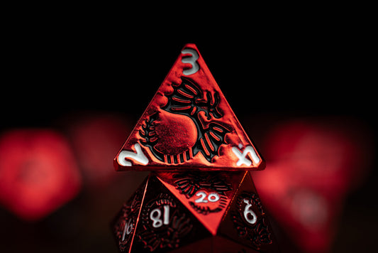 Dragon Blood Red Metal Dice Set: Premium Polyhedral DnD Dice for Adventurous Gaming