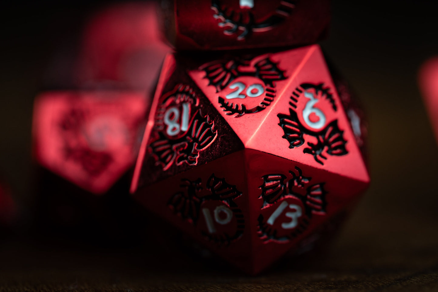 Dragon Blood Red Metal Dice Set: Premium Polyhedral DnD Dice for Adventurous Gaming