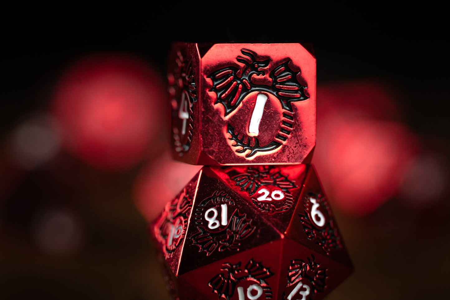 Dragon Blood Red Metal Dice Set: Premium Polyhedral DnD Dice for Adventurous Gaming