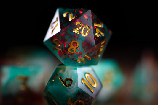 Interstellar Magma Tide Space Dice Set: Sharp Edge Resin Glitter Polyhedral Dice for DnD