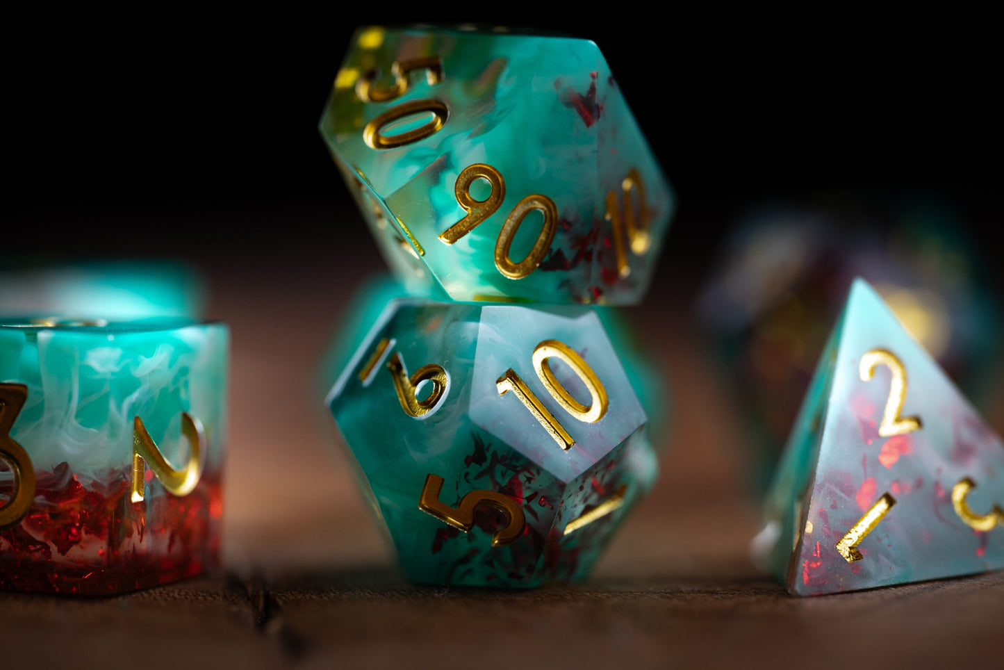 Interstellar Magma Tide Space Dice Set: Sharp Edge Resin Glitter Polyhedral Dice for DnD