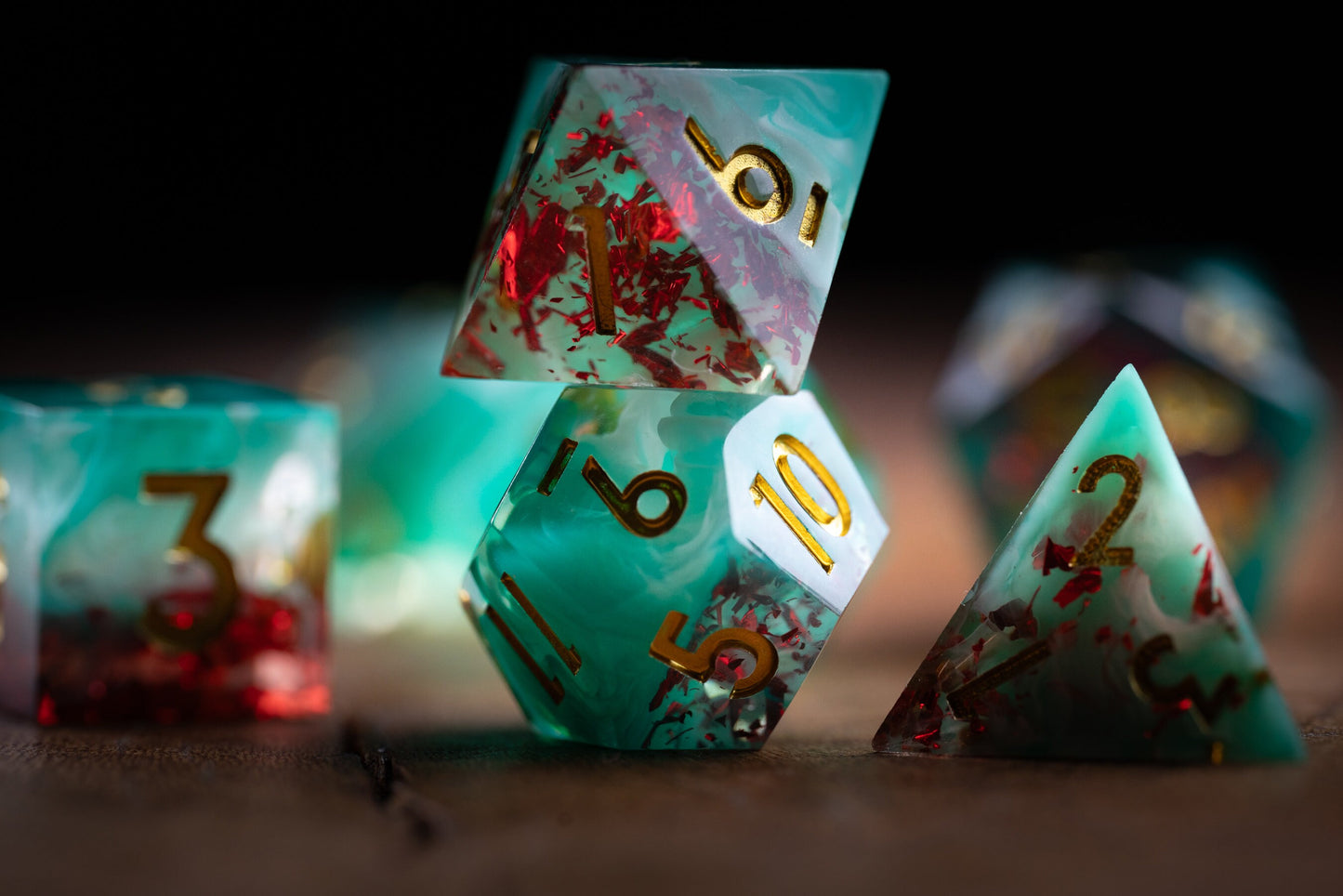 Interstellar Magma Tide Space Dice Set: Sharp Edge Resin Glitter Polyhedral Dice for DnD