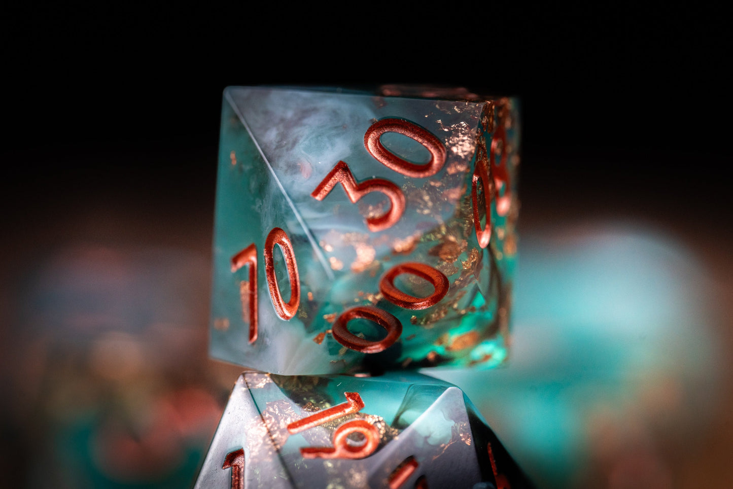 Stellar Tropics Space Dice Set: Sharp Edge DnD Resin Glitter Polyhedral Dice