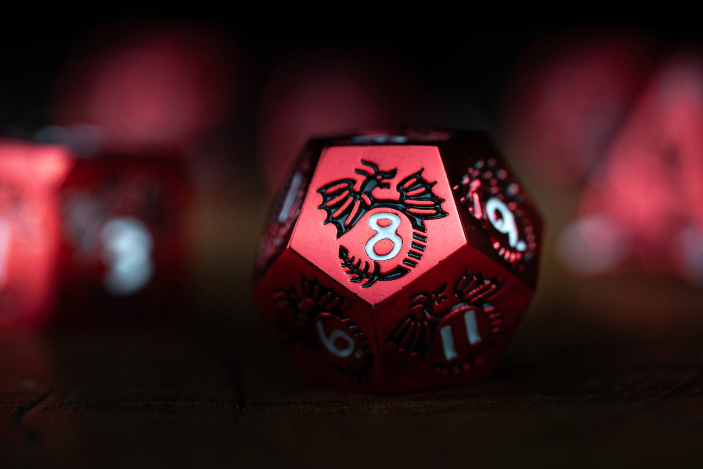 Dragon Blood Red Metal Dice Set: Premium Polyhedral DnD Dice for Adventurous Gaming