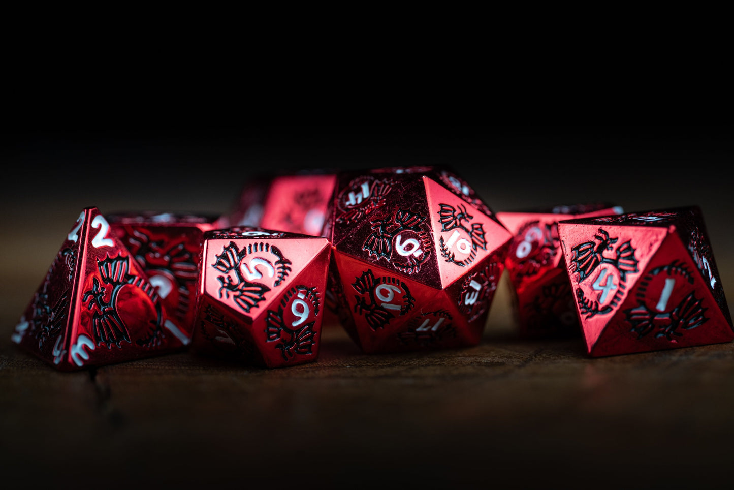 Dragon Blood Red Metal Dice Set: Premium Polyhedral DnD Dice for Adventurous Gaming