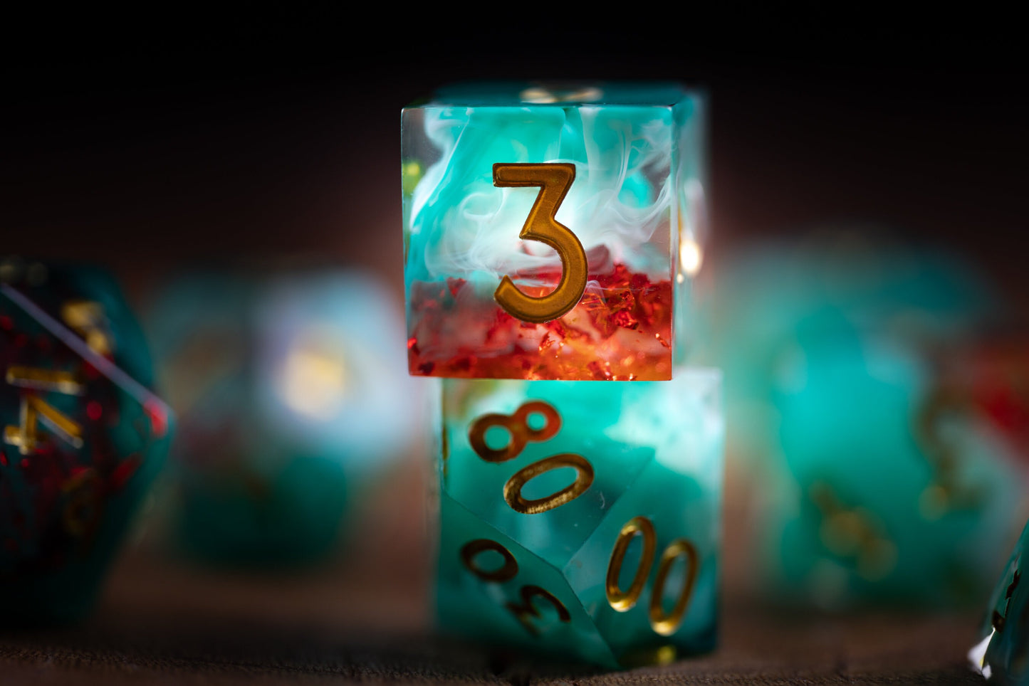 Interstellar Magma Tide Space Dice Set: Sharp Edge Resin Glitter Polyhedral Dice for DnD