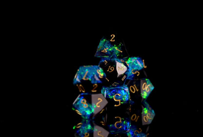 Nebula Depths Diamond Cut Resin Dice Set – Sharp Edge DND, Polyhedral RPG